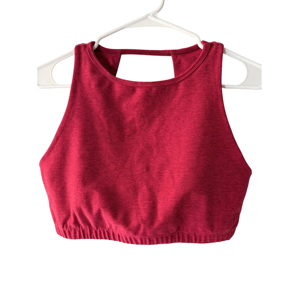 Beyond Yoga Heathered Red Cutout Back Crop Top Size M